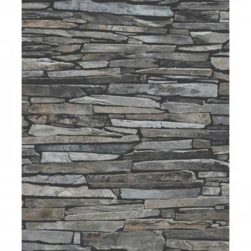 Rustic Stone Wall Wallpaper Gray
