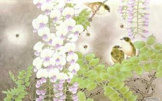 Wallpaper Art Flowers And Birds