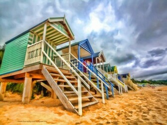 Beach Huts At Wells Norfolk Beautiful Background Wallpaper