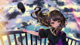 Anime Girl Standing At Height 4k Laptop Full HD 1080p Wallpaper