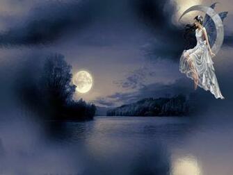Moon Fairy Angel Desktop Wallpaper