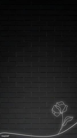 Neon Lights Flower On Black Brick Wall Mobile Phone Wallpaper
