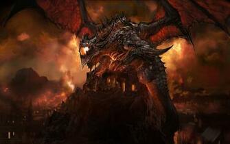 Giant Dragon Over The City Wallpaper