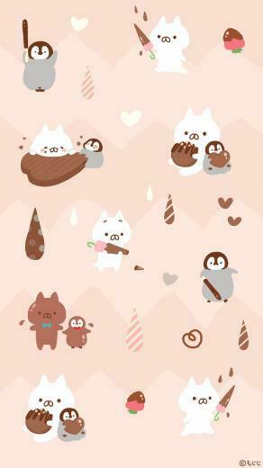 Onigiri Neko Nori Penguin Character Design Cute Wallpaper