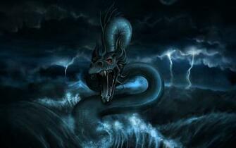 Wallpaper Dragon Monster Water Storm Ultra HD 4k