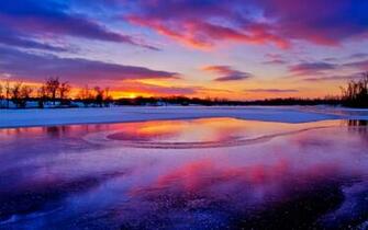 Winter Sunset HD Wallpaper