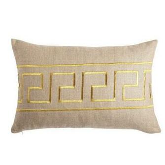 Gold Greek Key Pillow Kidney I Wisteria