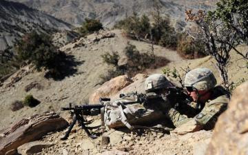 M240 Machinegun Providing Security Afghanistan Military