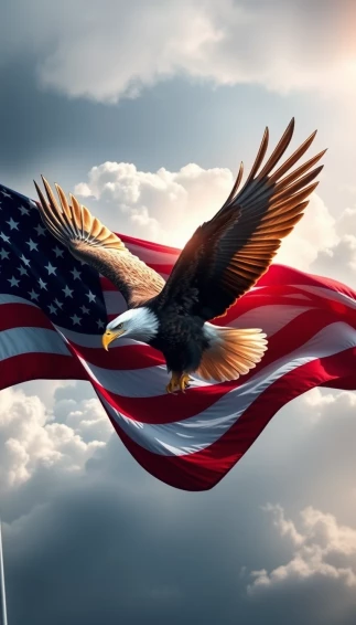 American Flag With Eagle Wallpaper