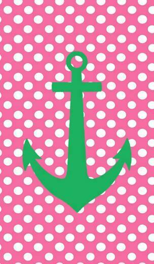 Green Anchor Pink Polka Dots Cute Background