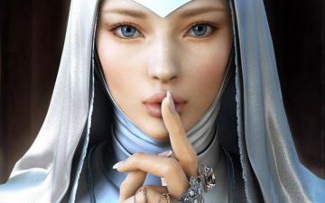 Yujin Kim Jin777 Nun Religion Catholic Fantasy Art