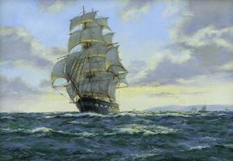 Henry Scott Evening Clouds Clipper Ship Golden Fleece At