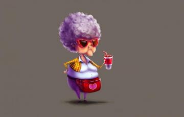 Wallpaper Glass Grandma Minimalism Glasses Hairstyle Drink