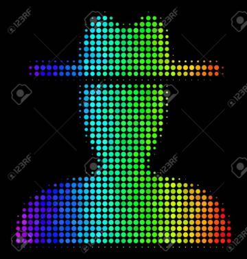 Dotted Impressive Halftone Farmer Icon In Spectral Color Shades