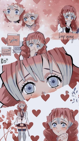 Aesthetic Mitsuri Kanroji Cute Demon Slayer Graphic Art