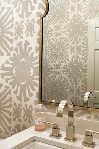 Wallpaper For Powder Rooms Gold Vanity Mirror Quadrille Jpg