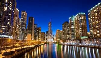 Wallpaper Chicago City Usa Canal River Waterfront Skyscrapers Cities