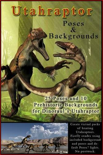 Utahraptor Poses And Prehistoric Background Poser Daz Themed