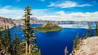 Wallpaper Crater Lake National Park Oregon Island HD
