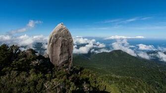 From Mount Summit At Sea With Granite Obelisk Megalith
