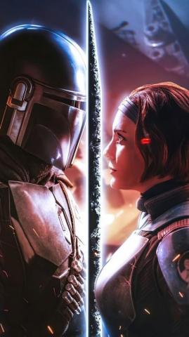 Din Djarin On Star Wars Background Image