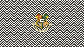 Hogwarts Crest On Chevron Widescreen Desktop Wallpaper
