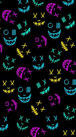 Neon Masks iPhone Wallpaper Graffiti