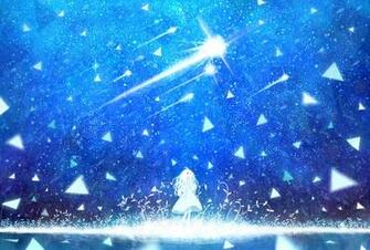Blue Bou Nin Dress Grass Original Sky Stars Water White Hair Wallpaper