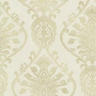 Brewster Avalon Noble Fog Ornate Damask Wallpaper The
