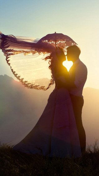 Couple Sunset Heart 4k Ultra HD Mobile Wallpaper