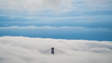 Wallpaper 4k Aerial Of Bridge Under Clouds 8k