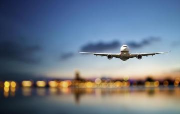 Wallpaper Sea The Sky Flight City Lights Plane