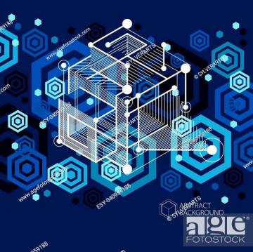Mechanical Scheme Dark Blue Vector Engineering Drawing With 3d