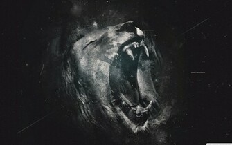 Black And White Lion Roar Wallpaper