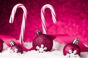 Holiday Christmas Ornaments Candy Cane Wallpaper