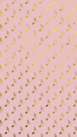 Gold Foil Pink Musical Notes Phone Wallpaper Live Breathe