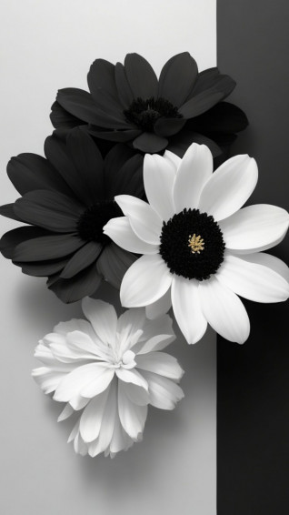 Black And White Floral Phone Wallpaper