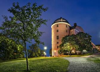 Image Sweden Uppsala Castles Night Grass Street Lights Trees Cities