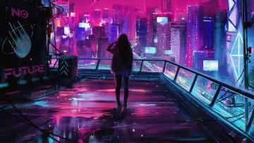Neon City Girl Back Night Lights