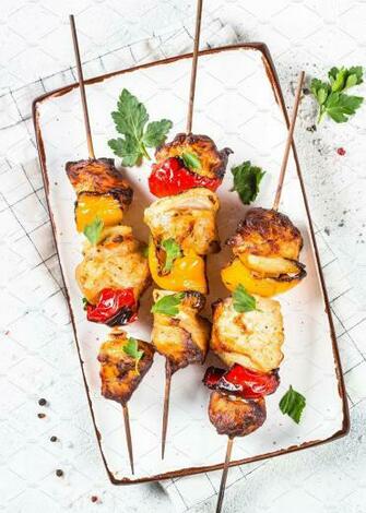 Chicken Kebab Grilled Meat On White With Image Barbeque Dish