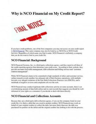 Calam O Why Is Nco Financial On My Credit