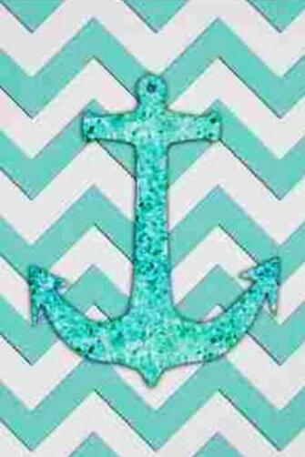 Glitter Anchor Blue Chevron iPhone Wallpaper