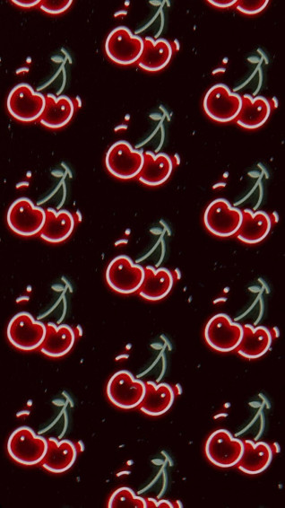 Neon Cherry Cute Dark Girly Wallpaper