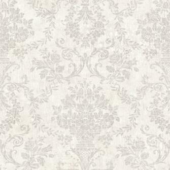 Om92102 Light Grey Floral Damask Fontana Raymond Waites Wallpaper