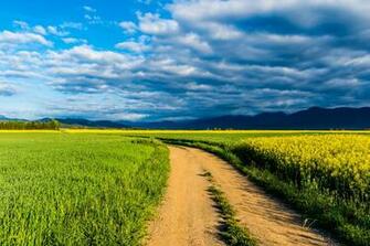 Image Spain Catalonia Nature Sky Roads Fields Clouds