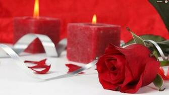 Red Rose And Candles Wallpaper