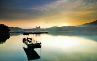 Raft Morning Lake Mountains Fog Stock Photos Image HD