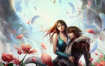 Art Fooltown Girl Rinoa Heartilly Boy Squall Leonhart Hugs Flowers
