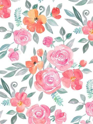 Amelia Floral In Pink And Peach Watercolor Art Print By Micklyn