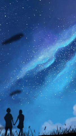 Couple Starry Sky Night Artwork 4k Ultra HD Mobile Wallpaper